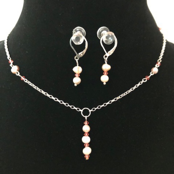Fresh Water Pearl Lariat Necklace/Earring Set - Picture 1 of 6